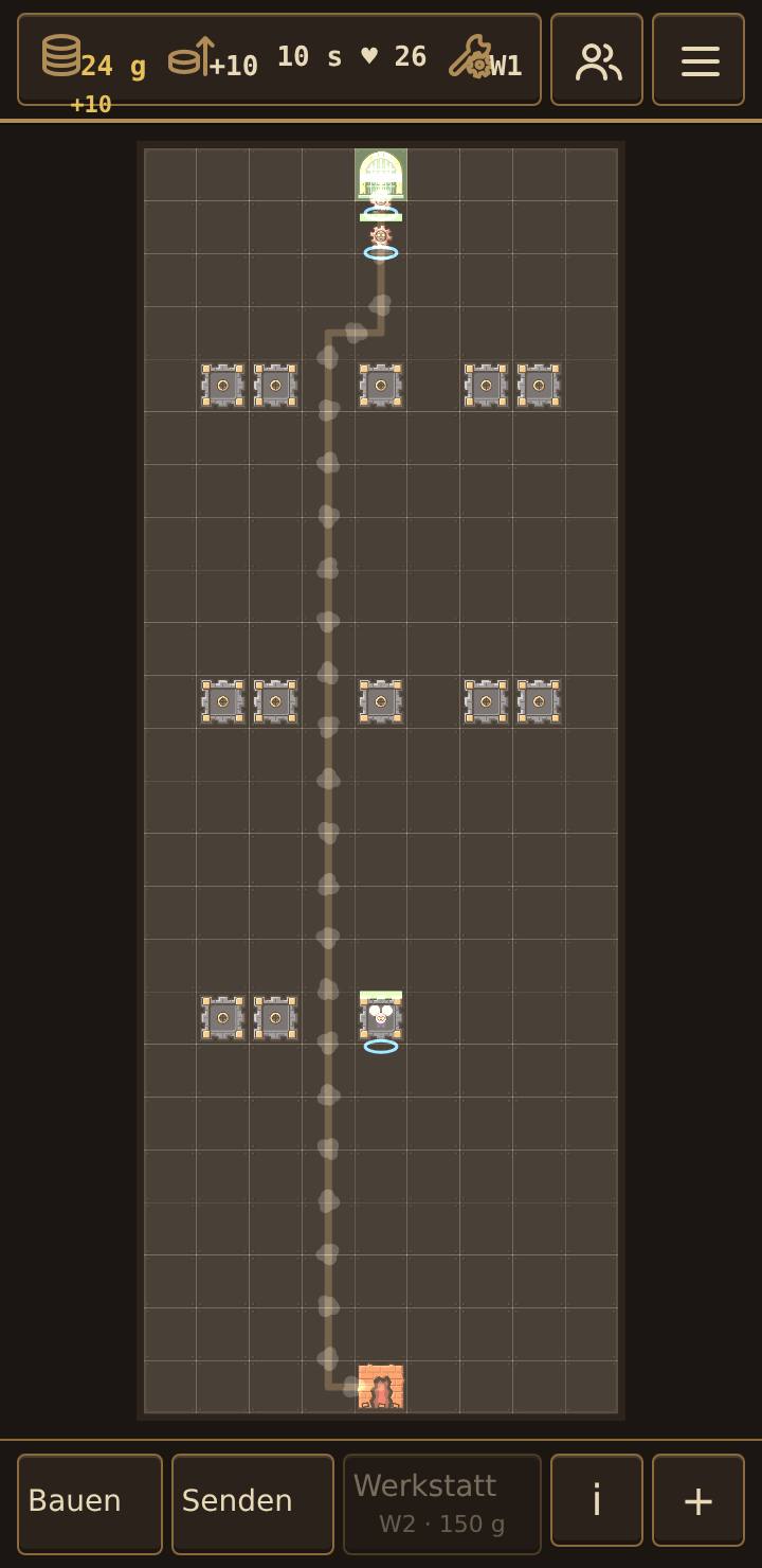 Eine Bahn mit ihrem Labyrinth aus Türmen, auf dem Handy